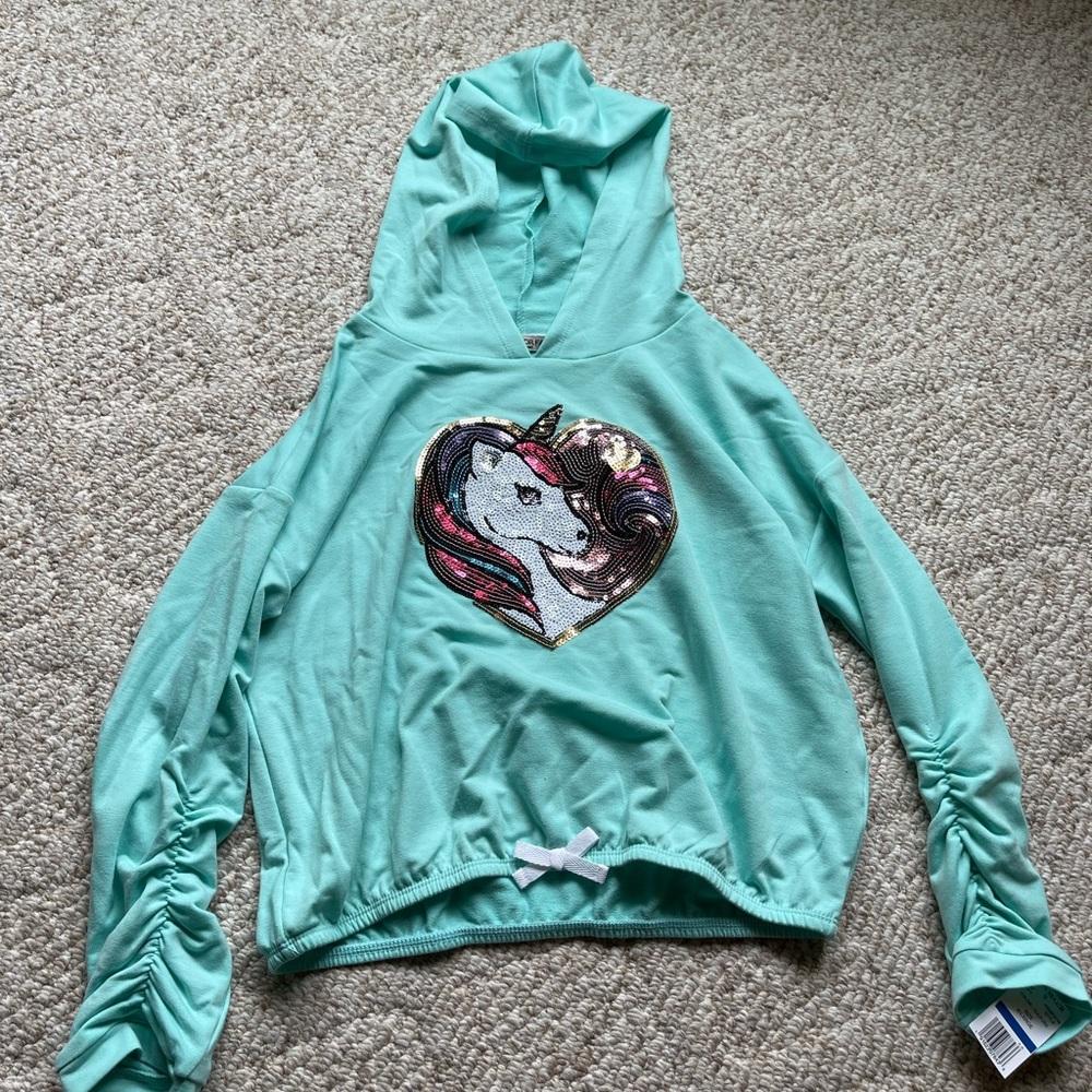 Chance or Fate cropped sequin unicorn top